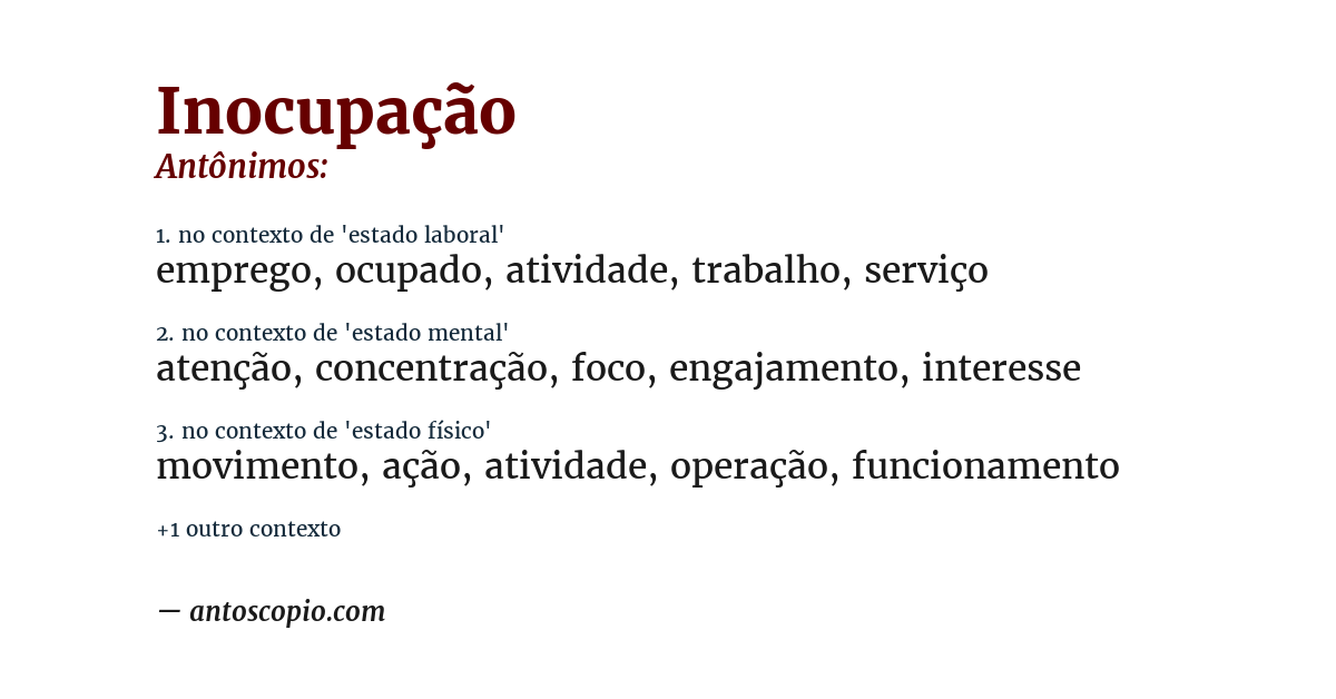 Antônimo de inocupação
