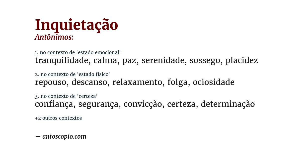 Antônimo de inquietação