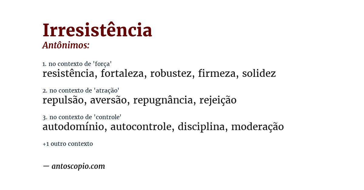 Antônimo de irresistência
