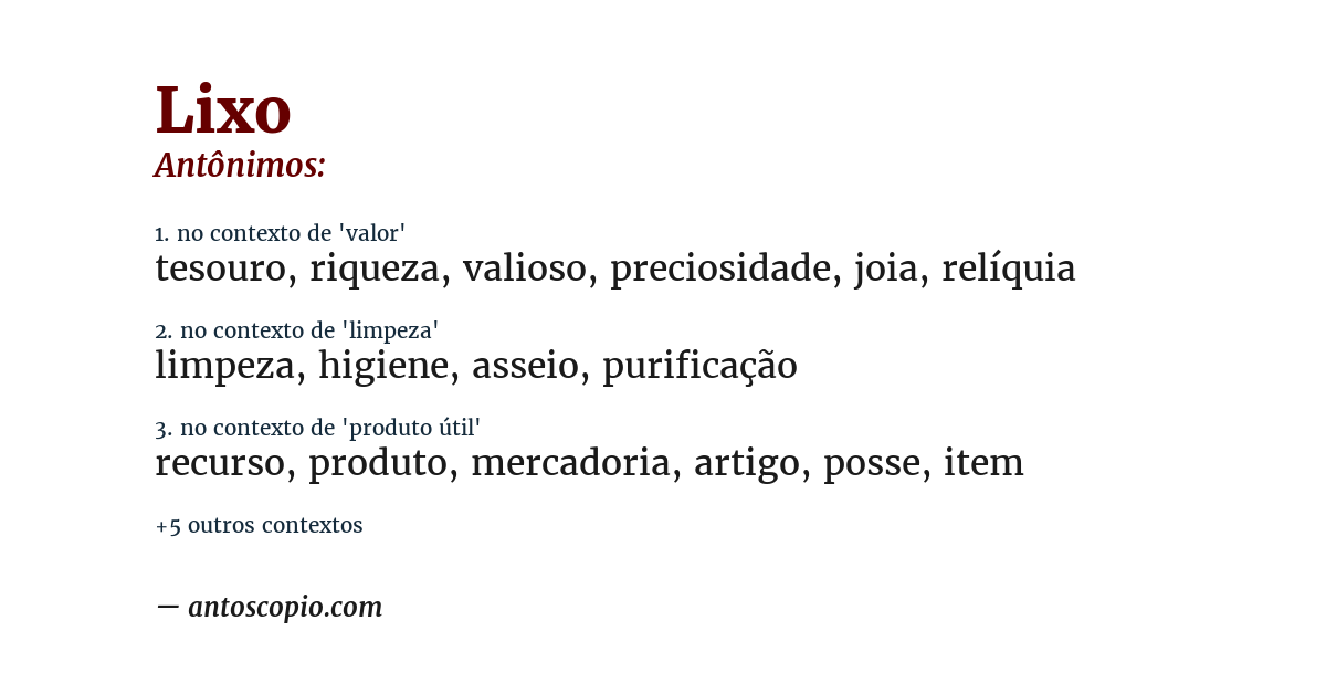 Antônimo de lixo