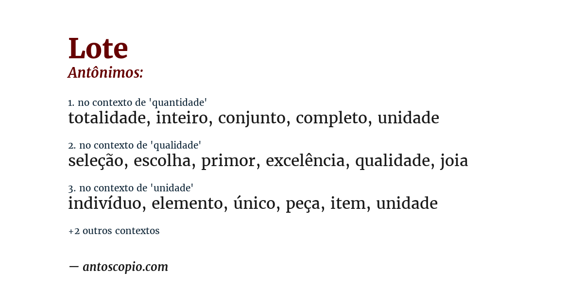 Antônimo de lote