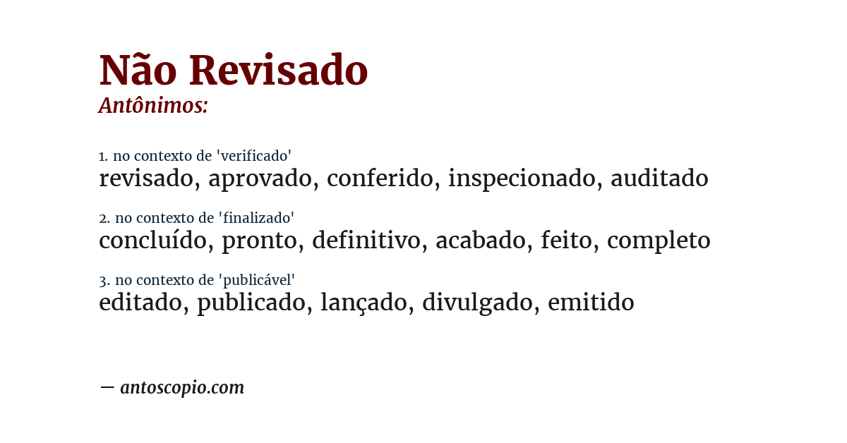 Antônimo de não revisado