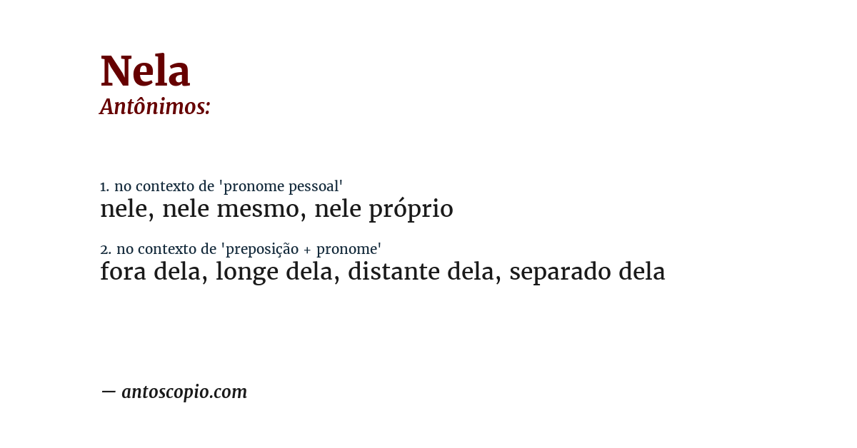 Antônimo de nela