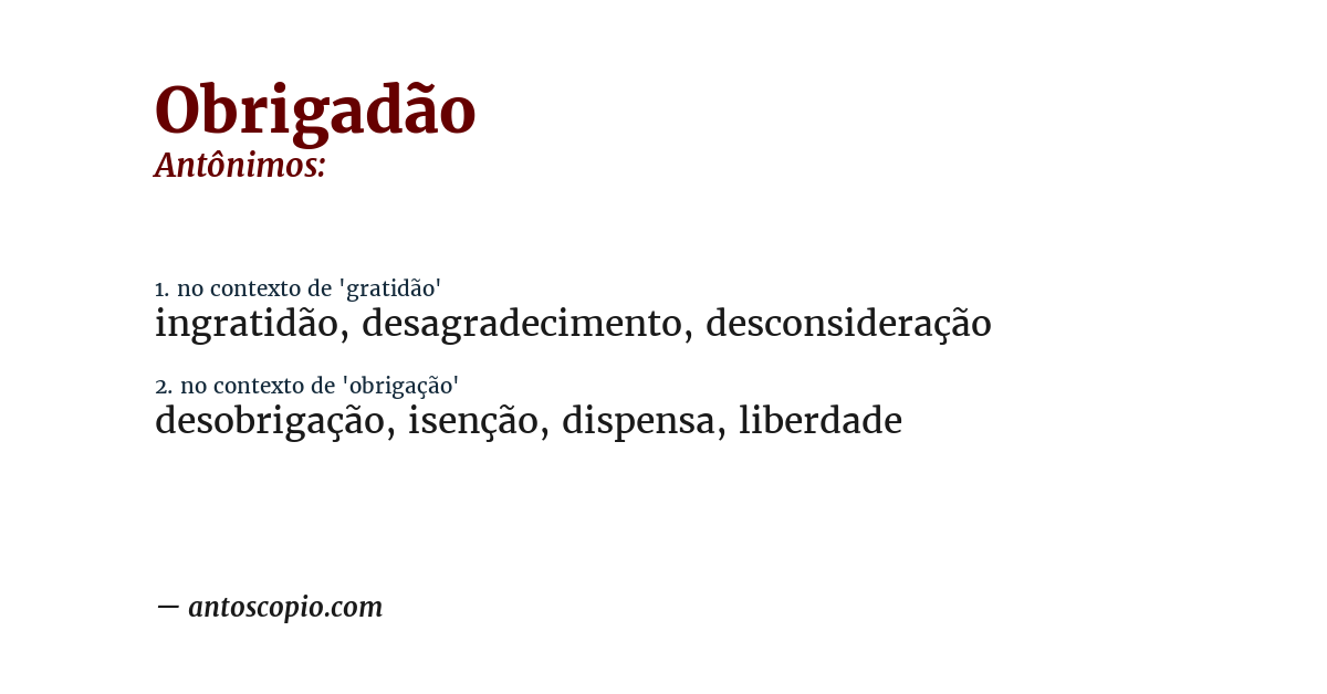 Antônimo de obrigadão