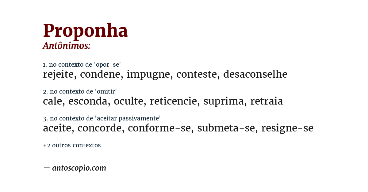Antônimo de proponha