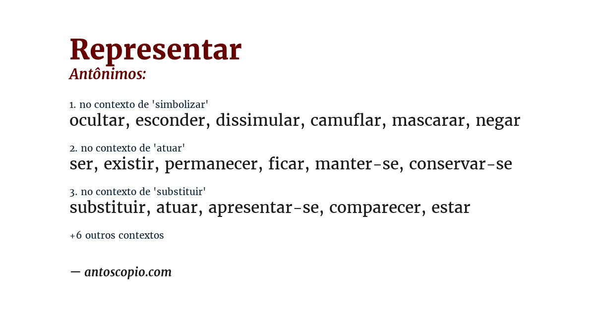 Antônimo de representar