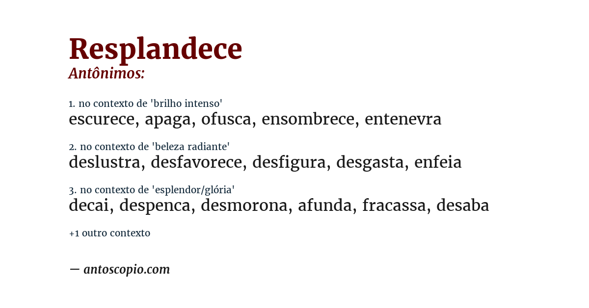 Antônimo de resplandece
