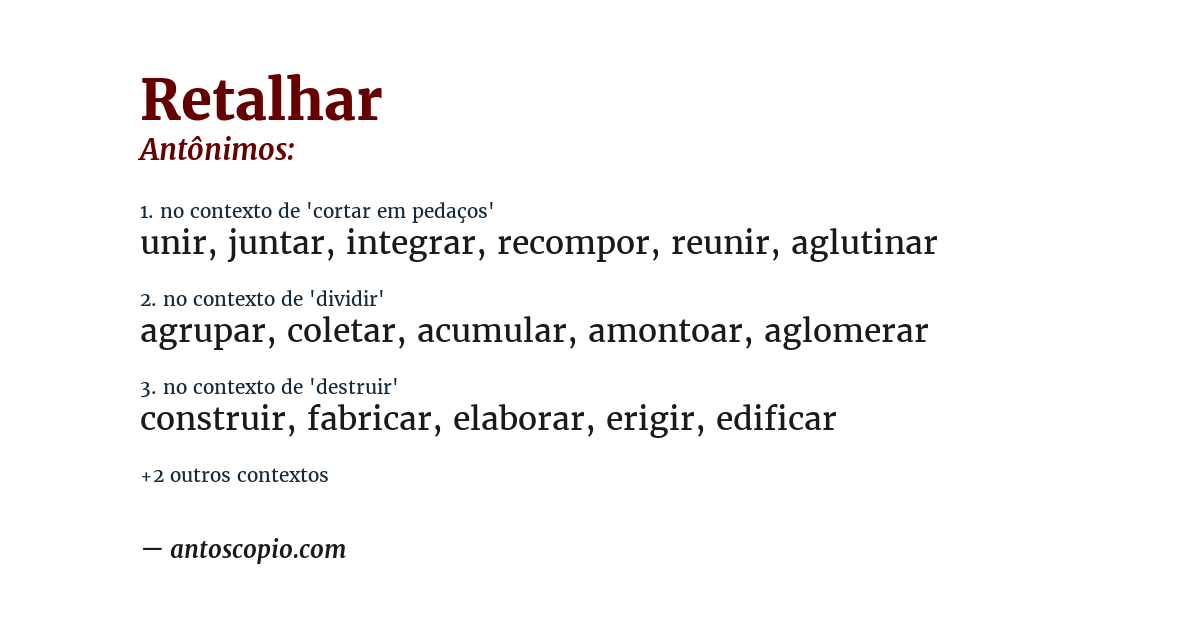 Antônimo de retalhar