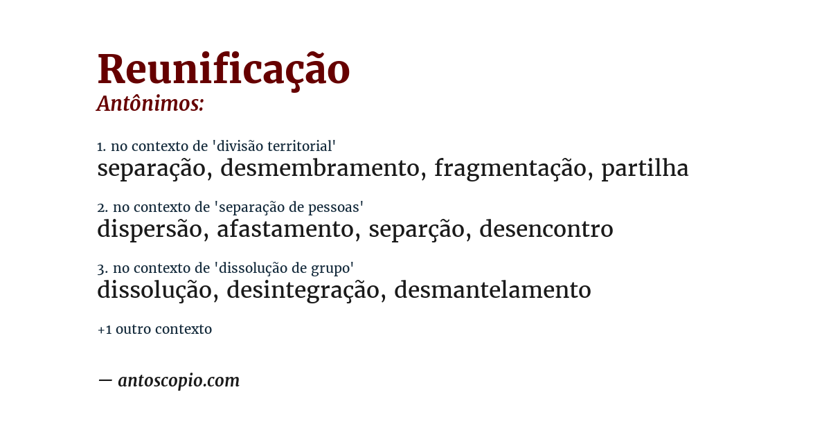 Antônimo de reunificação
