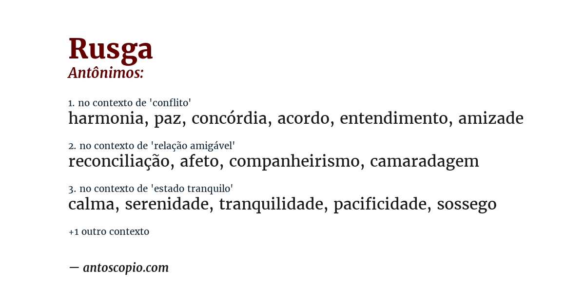 Antônimo de rusga