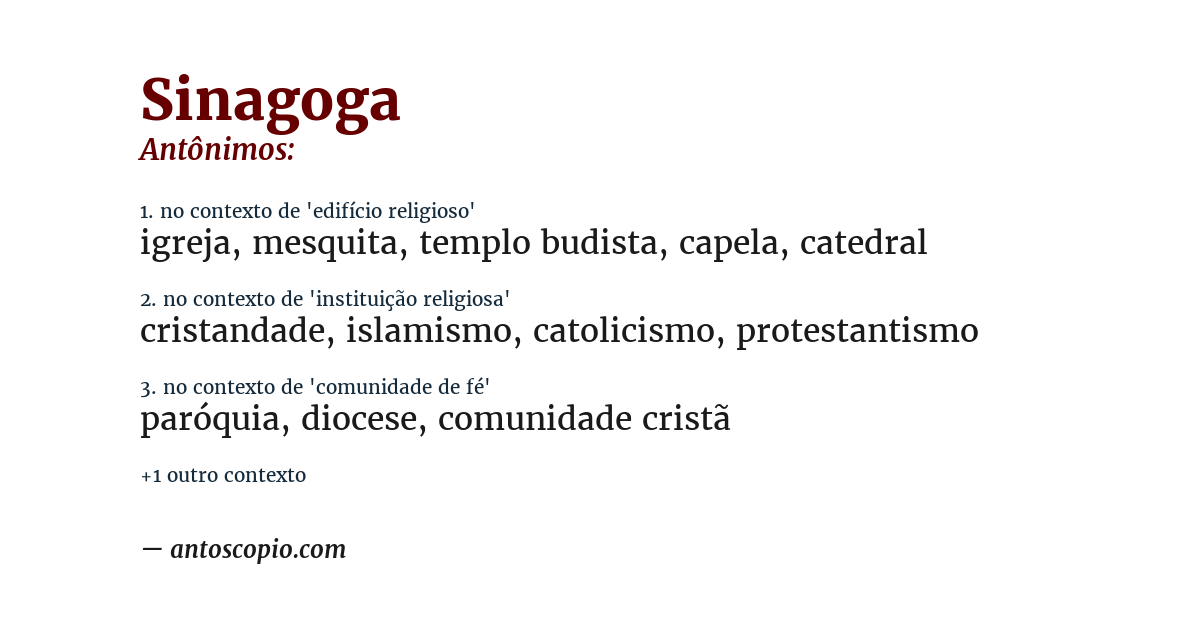 Antônimo de sinagoga