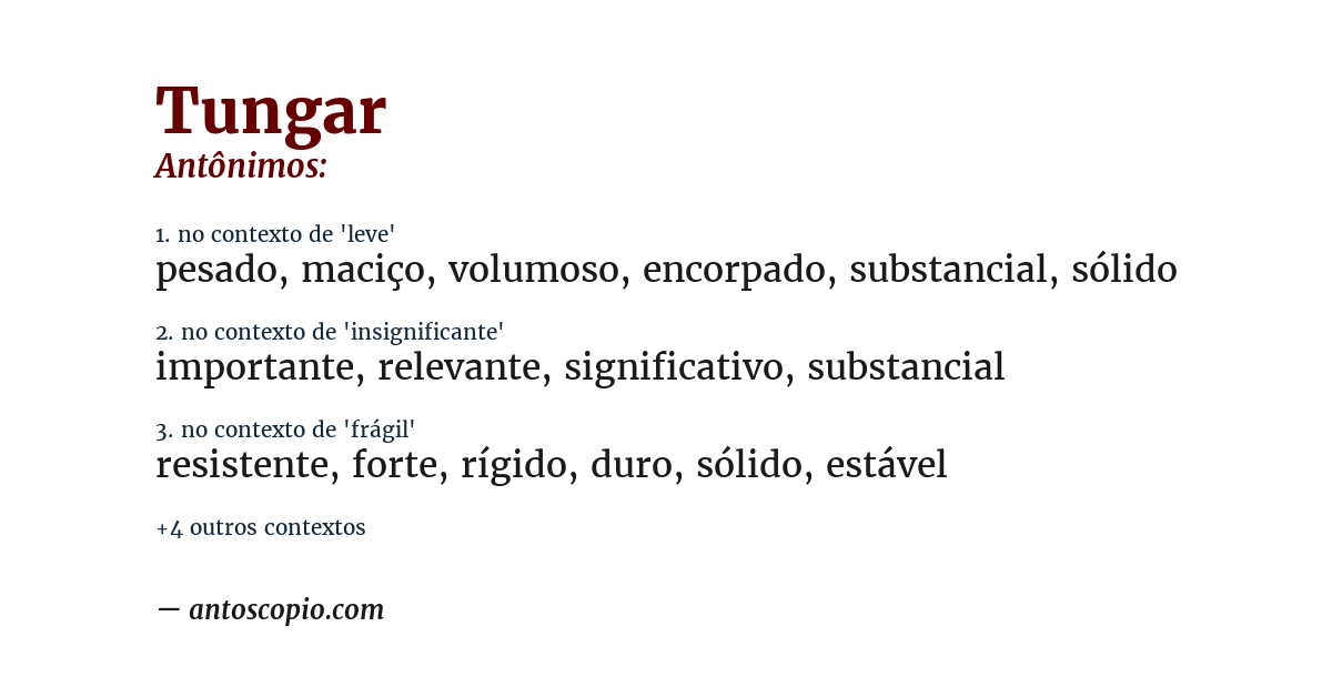 Antônimo de tungar