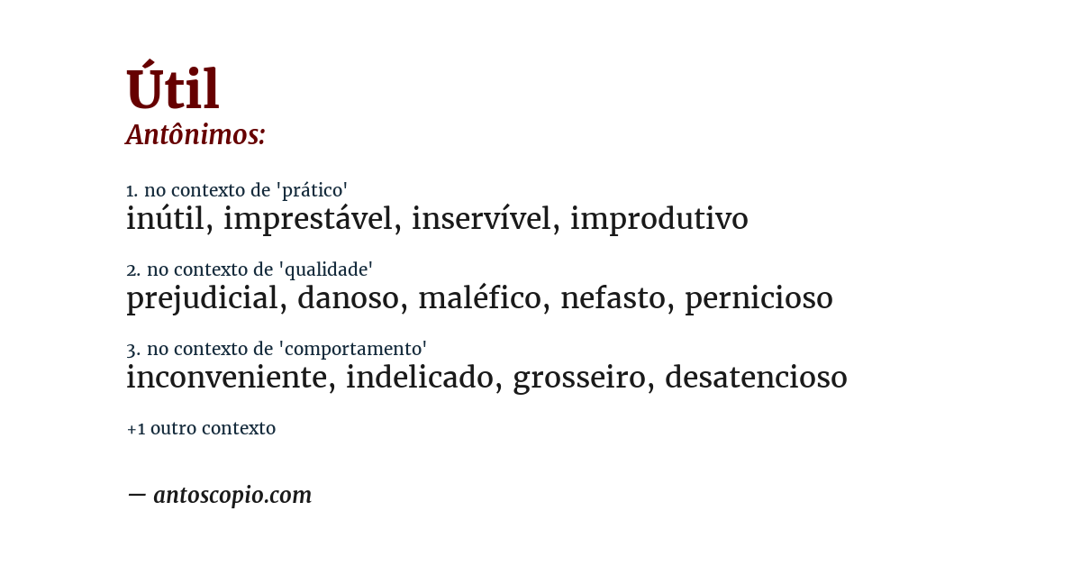 Antônimo de útil
