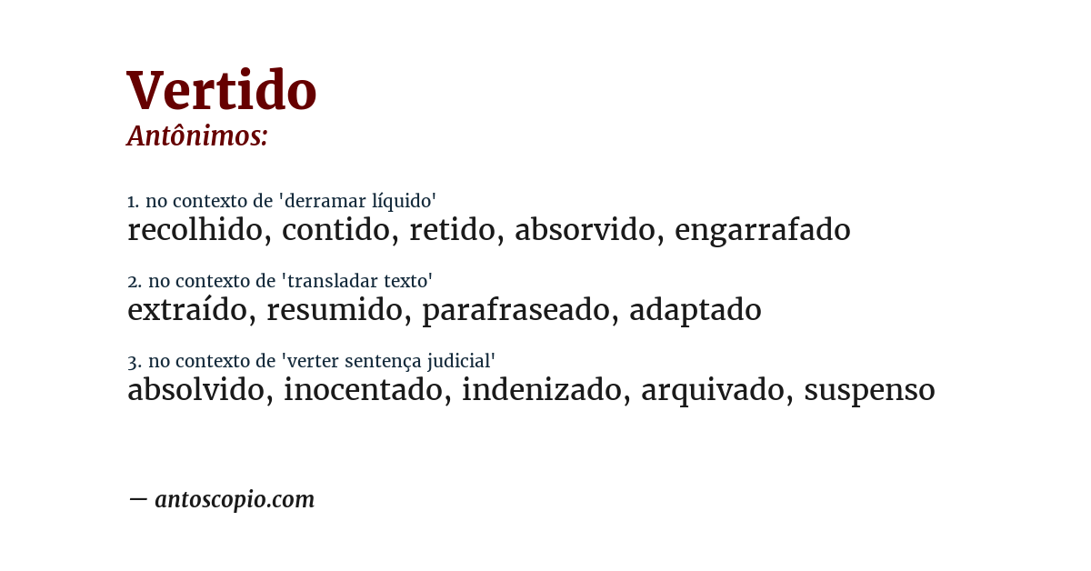 Antônimo de vertido