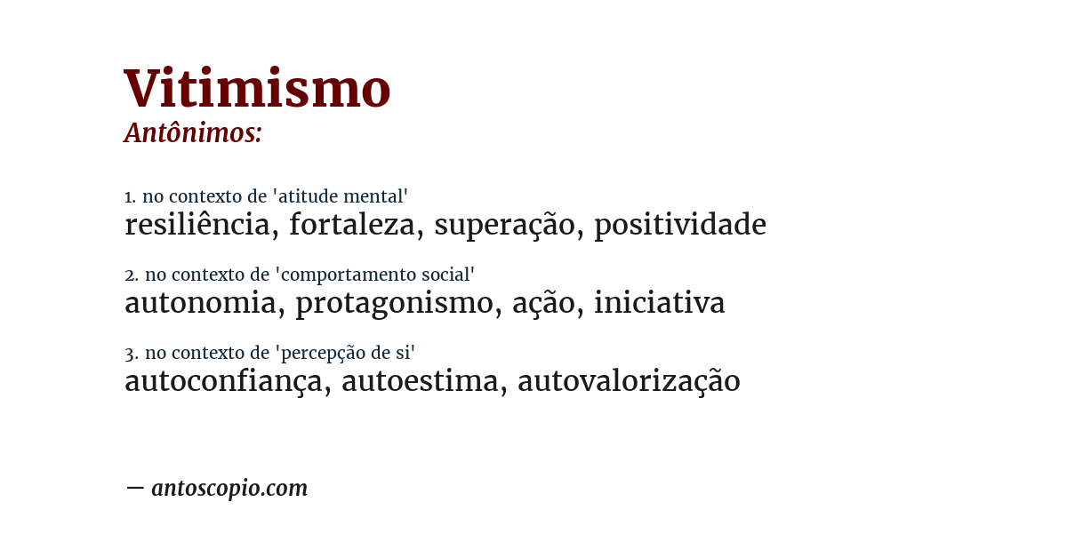 Antônimo de vitimismo