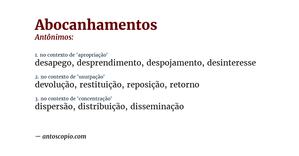 Antônimo de abocanhamentos