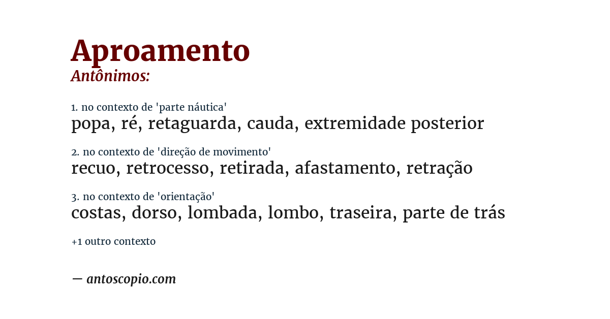 Antônimo de aproamento