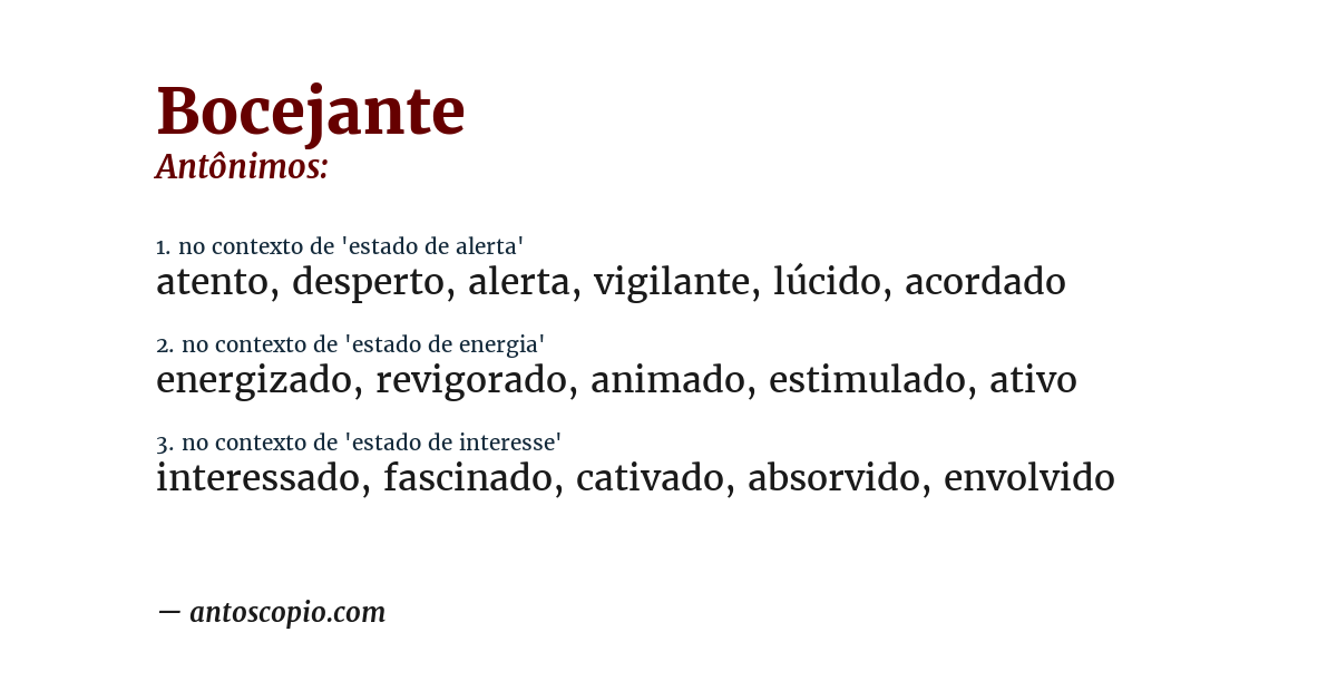 Antônimo de bocejante