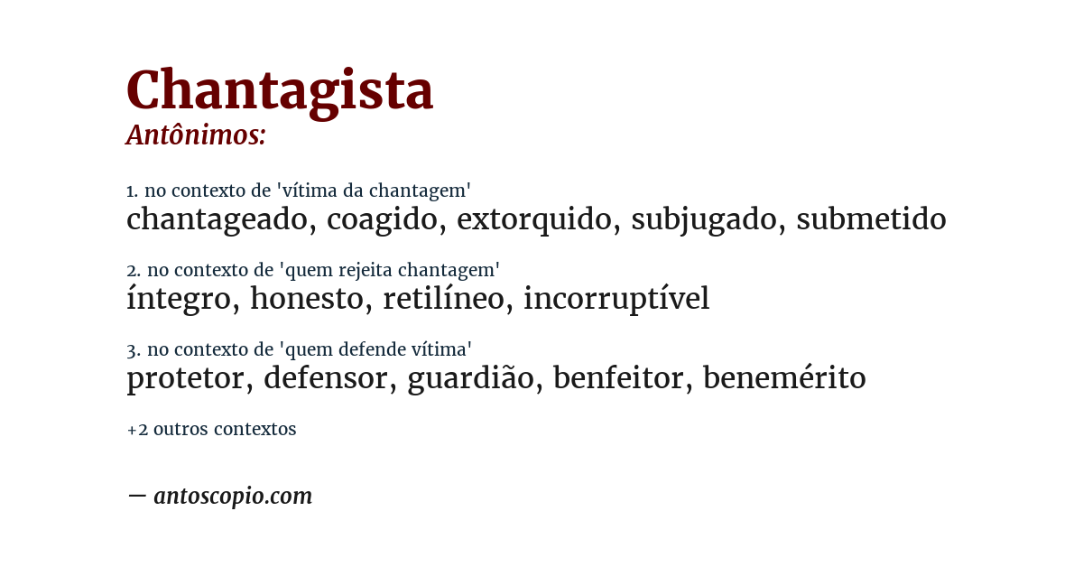 Antônimo de chantagista