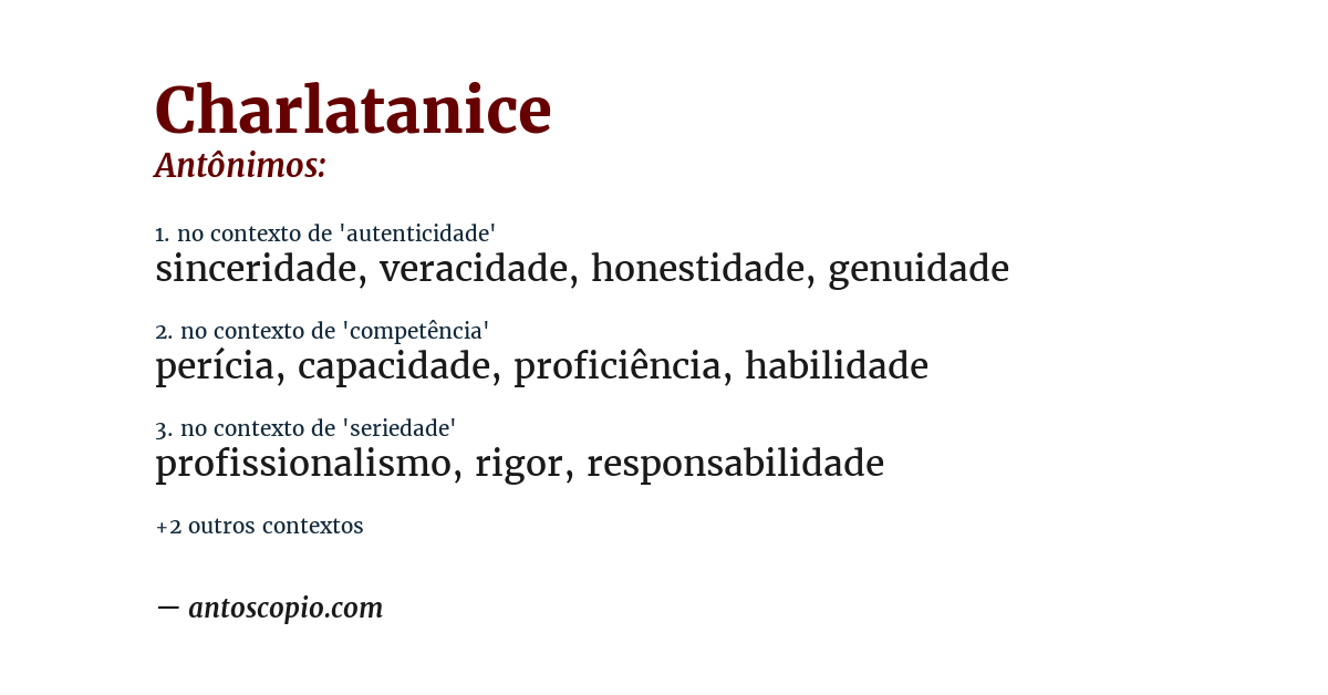Antônimo de charlatanice