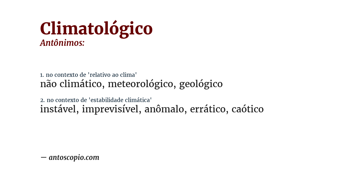 Antônimo de climatológico