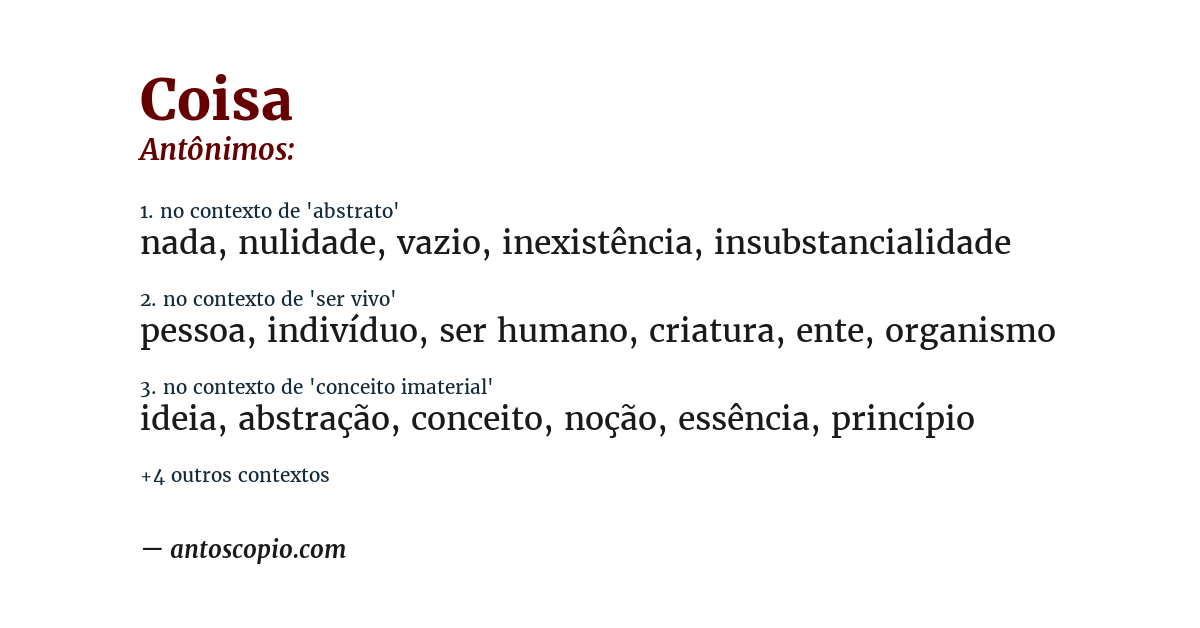 Antônimo de coisa