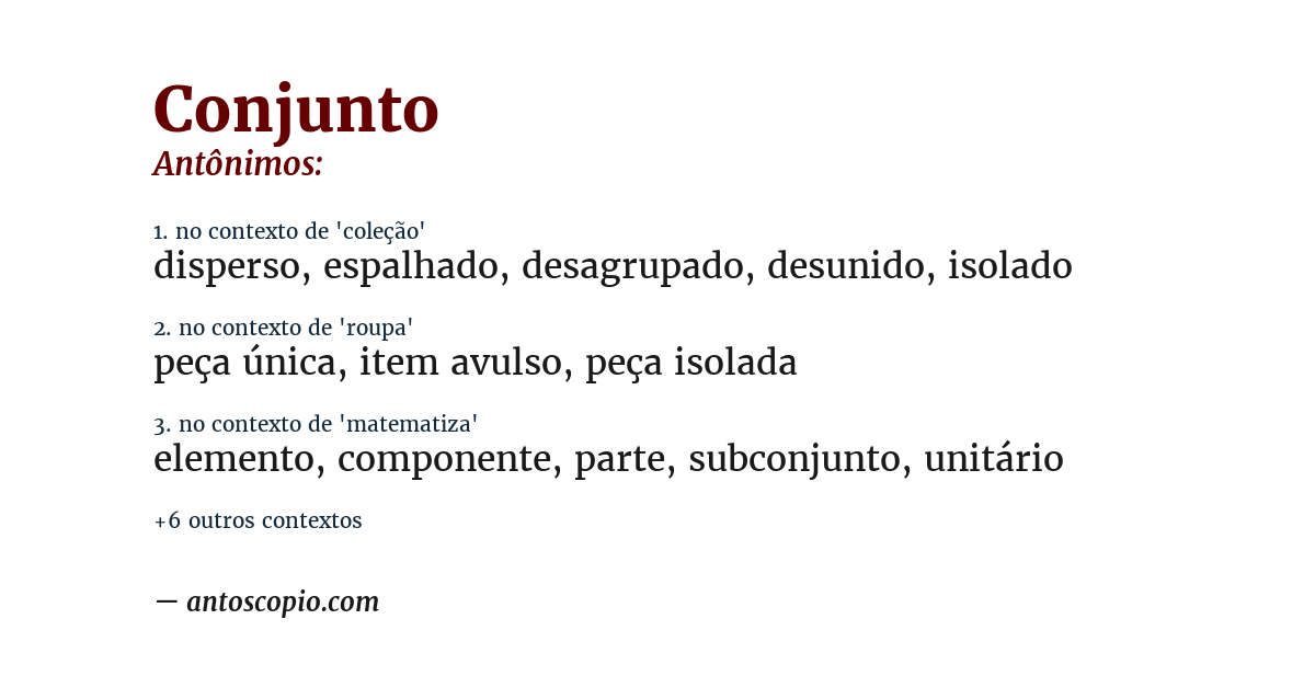 Antônimo de conjunto