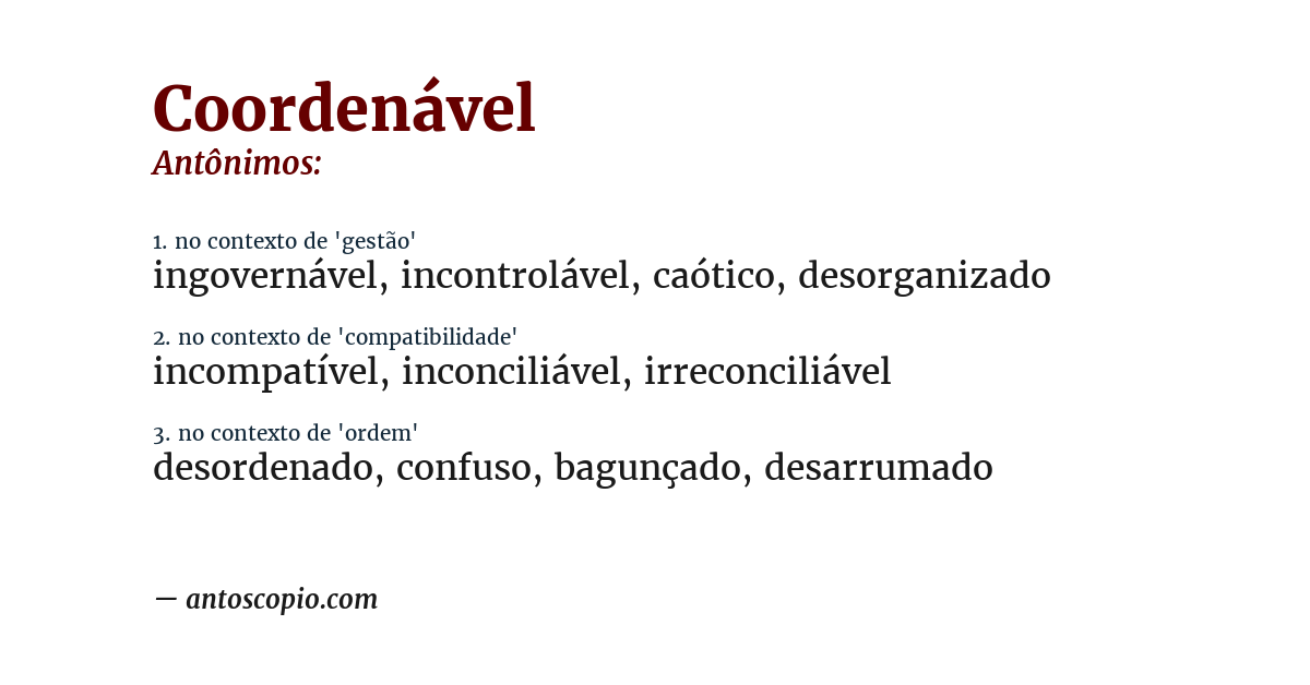 Antônimo de coordenável