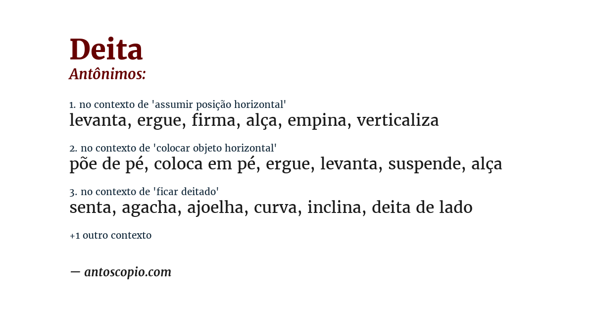 Antônimo de deita