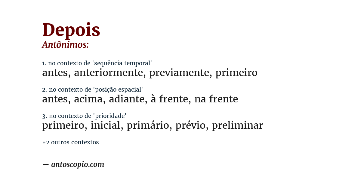Antônimo de depois