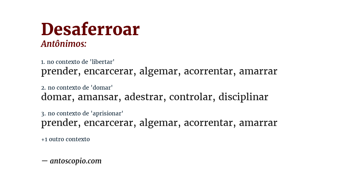 Antônimo de desaferroar