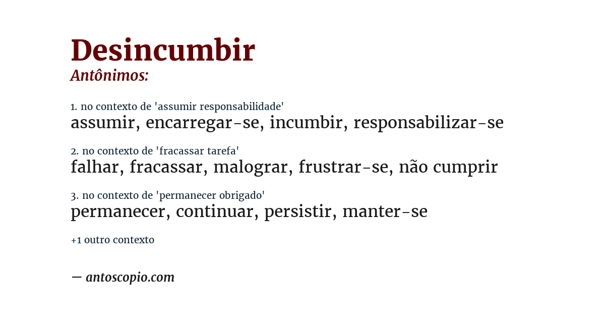 Antônimo de desincumbir
