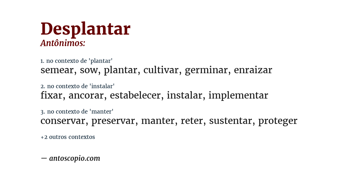 Antônimo de desplantar