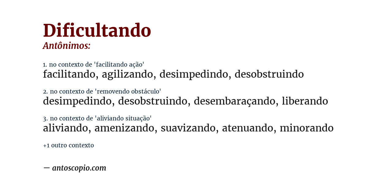 Antônimo de dificultando