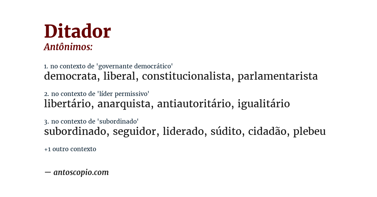 Antônimo de ditador