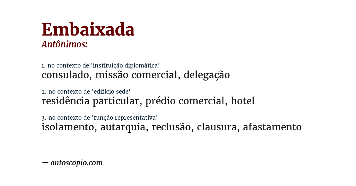 Antônimo de embaixada