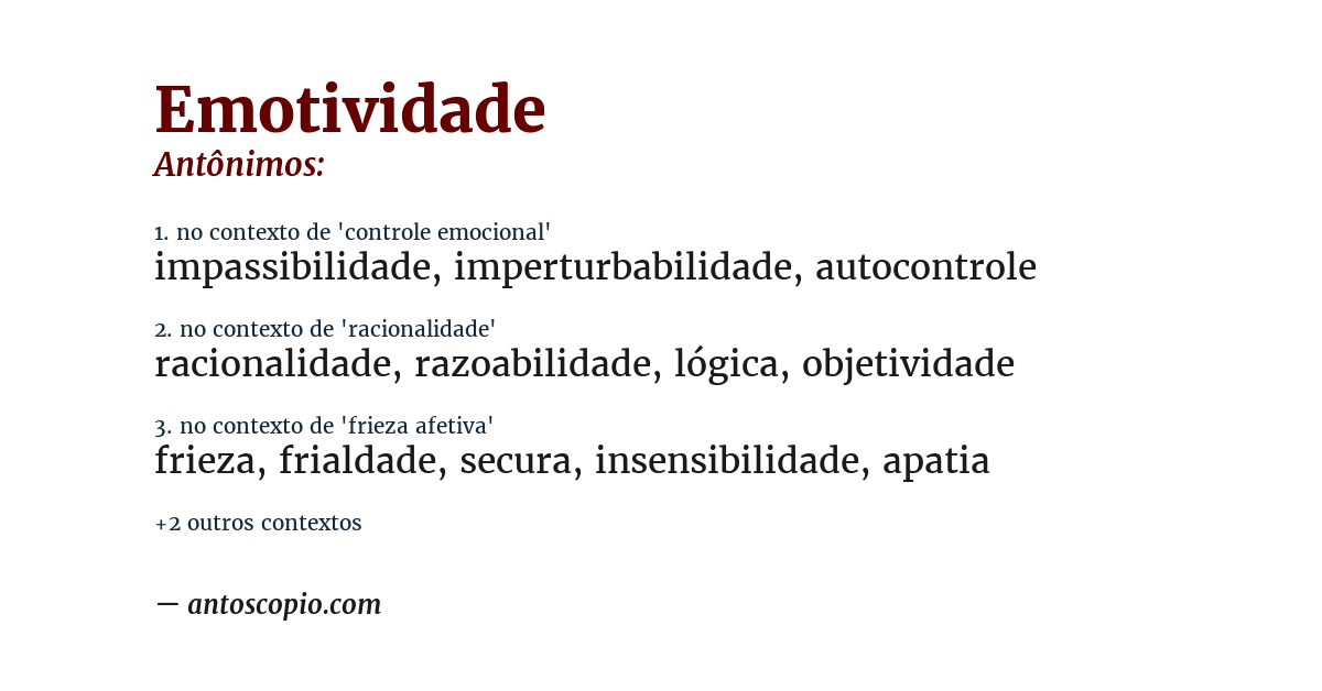 Antônimo de emotividade
