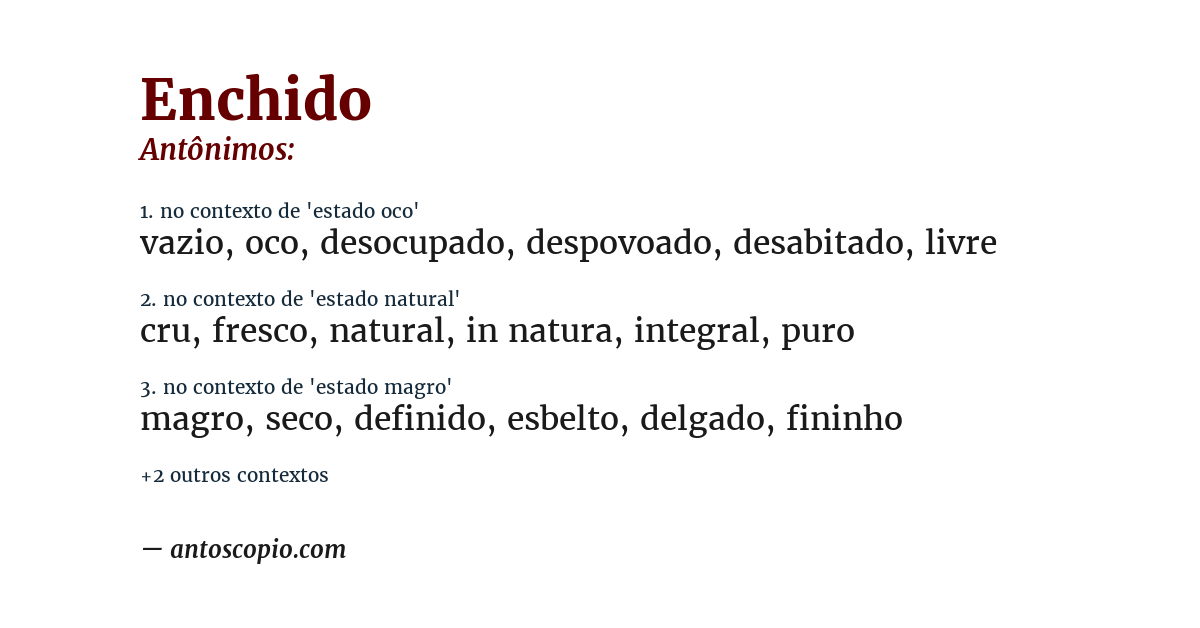 Antônimo de enchido