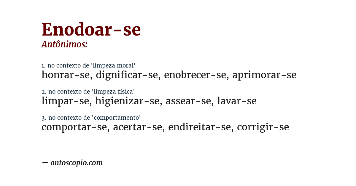 Antônimo de enodoar-se