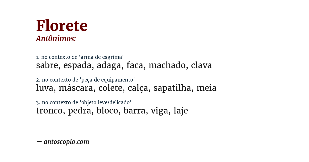 Antônimo de florete