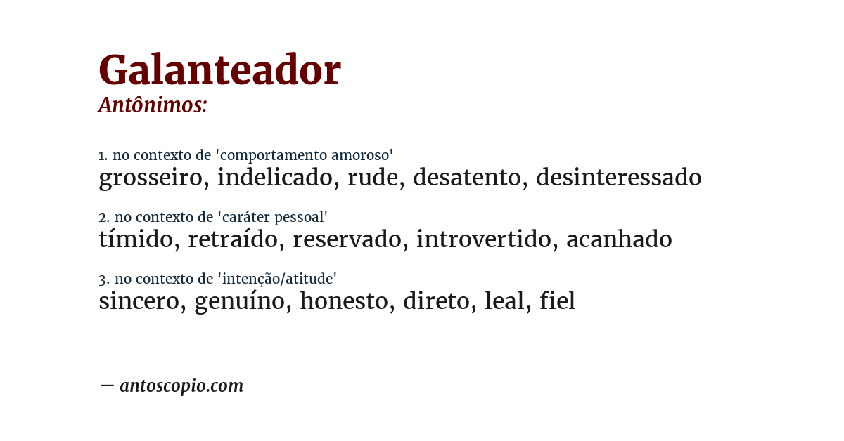 Antônimo de galanteador