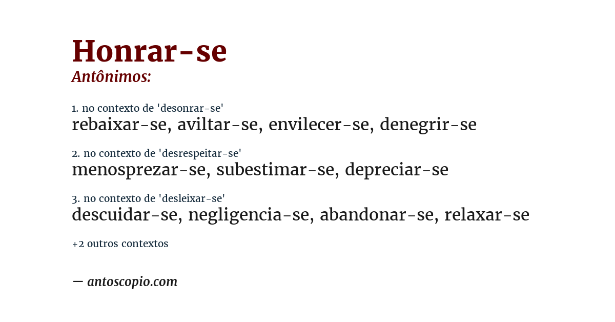Antônimo de honrar-se