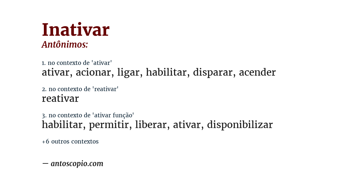 Antônimo de inativar