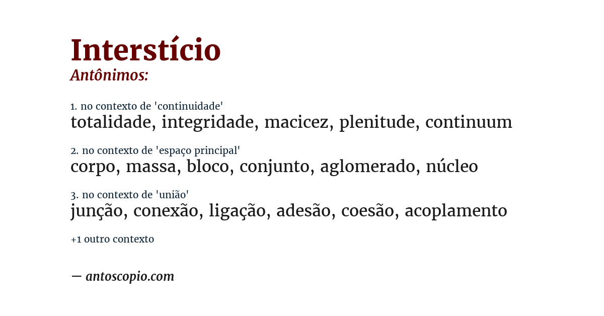 Antônimo de interstício