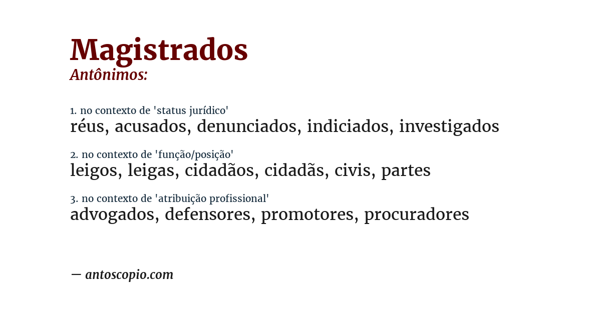 Antônimo de magistrados