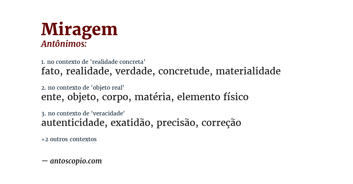 Antônimo de miragem