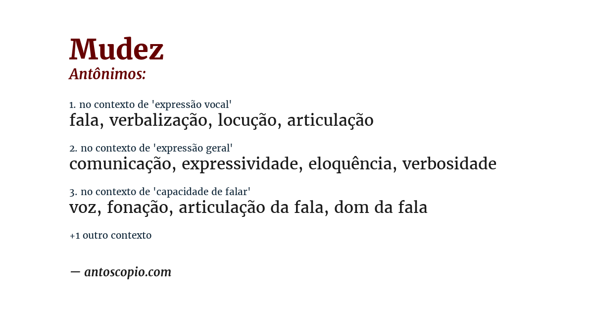 Antônimo de mudez