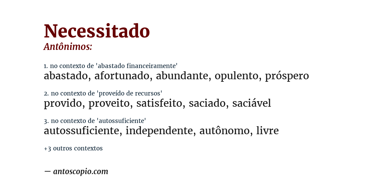 Antônimo de necessitado