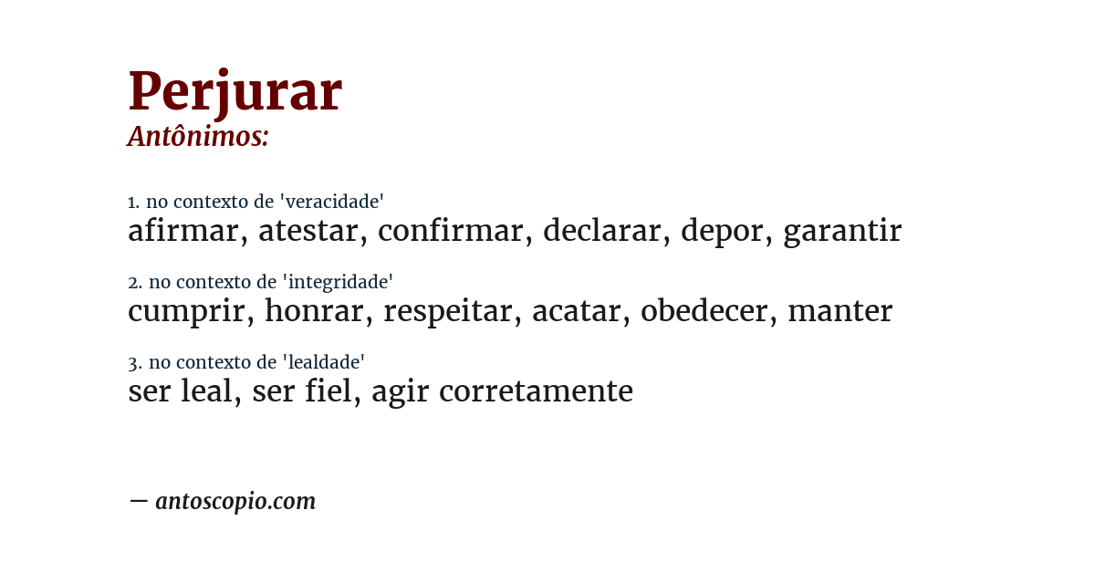 Antônimo de perjurar