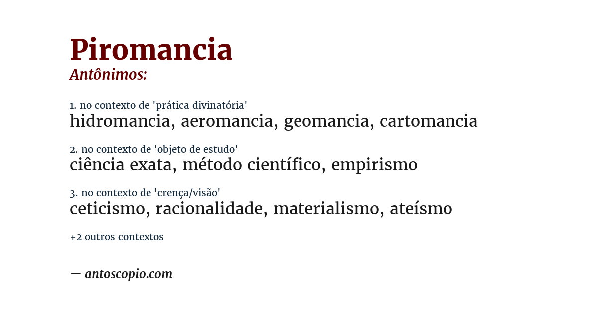 Antônimo de piromancia
